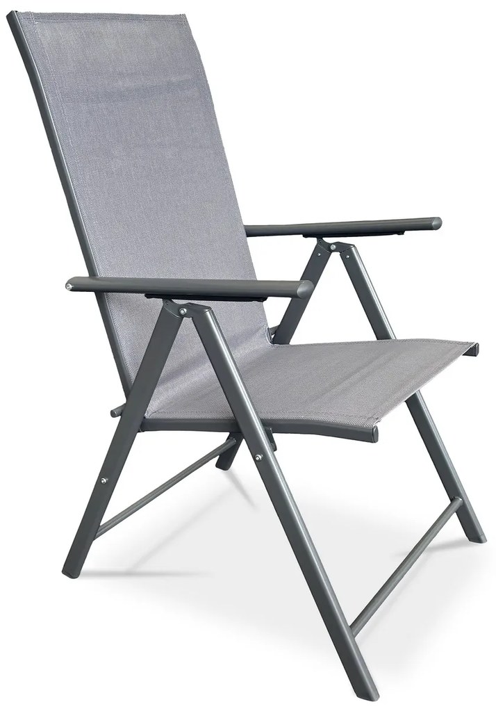 Autronic Scaun de grădină, metal, textil, gri,AZC-S1 116 GREY