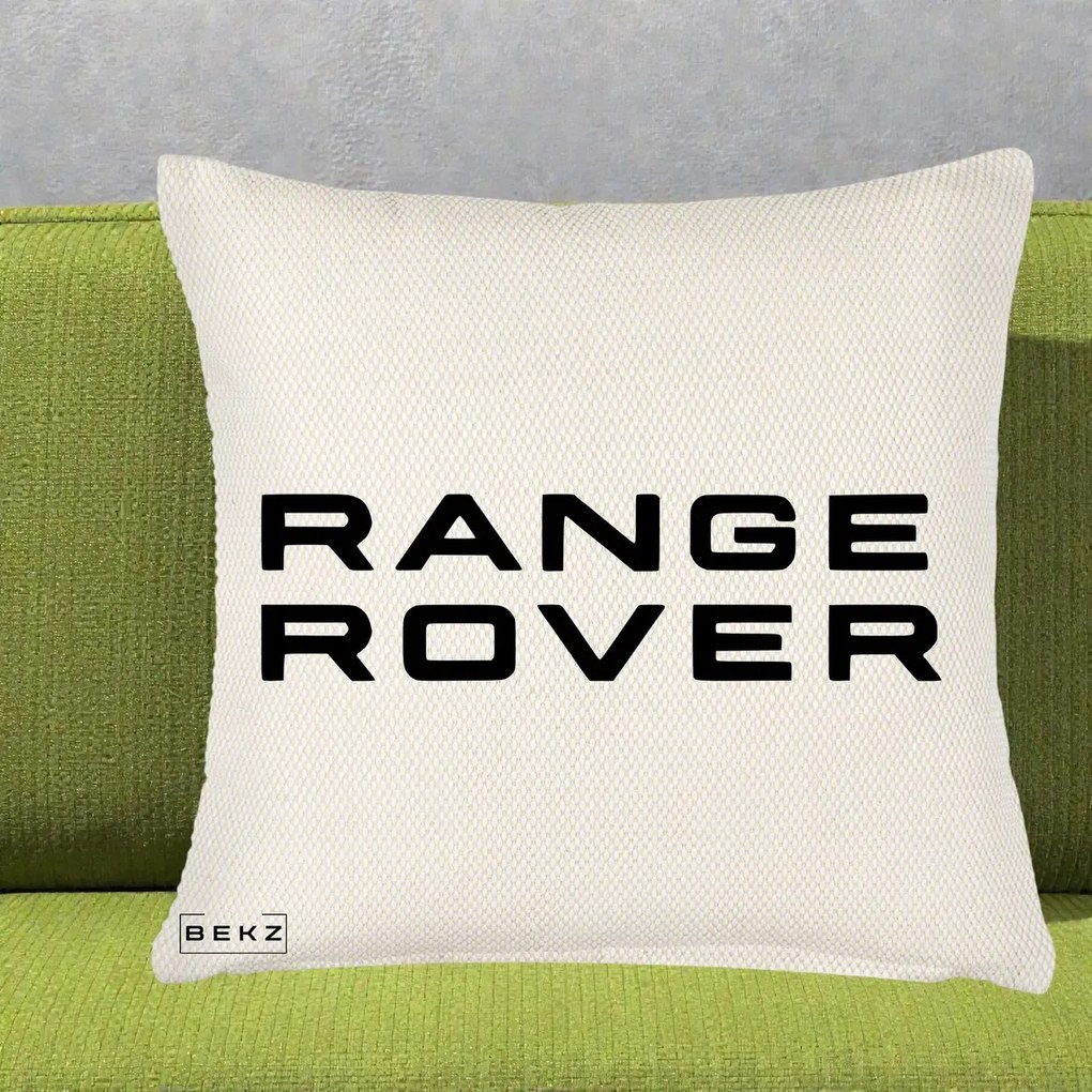 Perna Personalizata cu emblema Range Rover, 40x40 cm, Crem Reliefat, Husa Detasabila, Perna Inclusa, BEKZ®