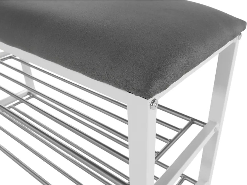 Bancă cu rafturi pantofi, gri/alb, LANGELLA NEW