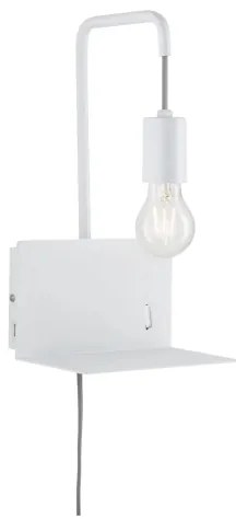 Paulmann 79812 - Lampă de perete CALVANI cu poliță și port USB, 1xE27/40W, 230V, albă