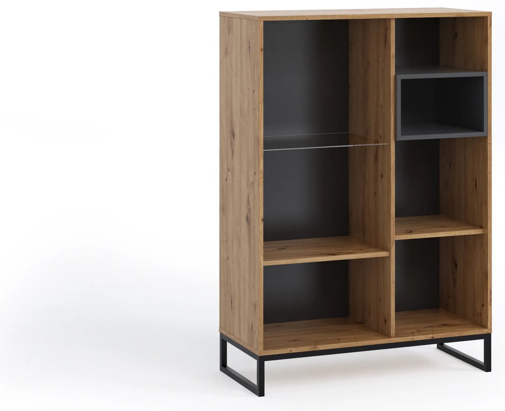 Vitrina Oliver WIT90 (Stejar artisan + Negru mat). 1051802