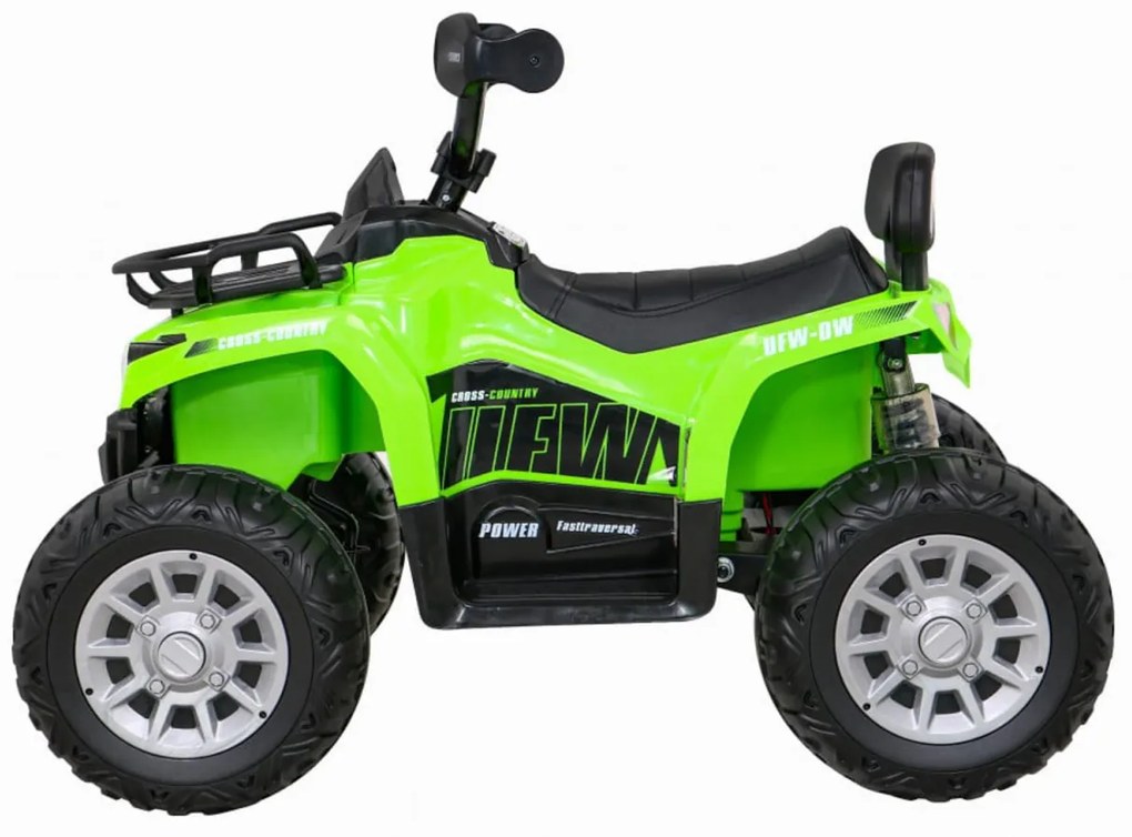 ATV Electric cu acumulator pentru copii NOVOKIDS™ Madness Quad PRO , Cu melodii si lumini, Lungime 100 cm, 3-8 ani , Max 30 kg , Roti EVA, 12V, Verde