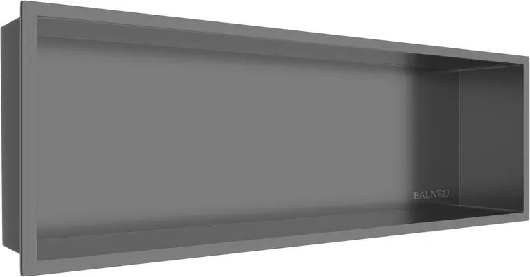 Raft incastrat dreptunghiular Balneo Wall-Box One cu rama 60x20x10 cm Gun Metal periat