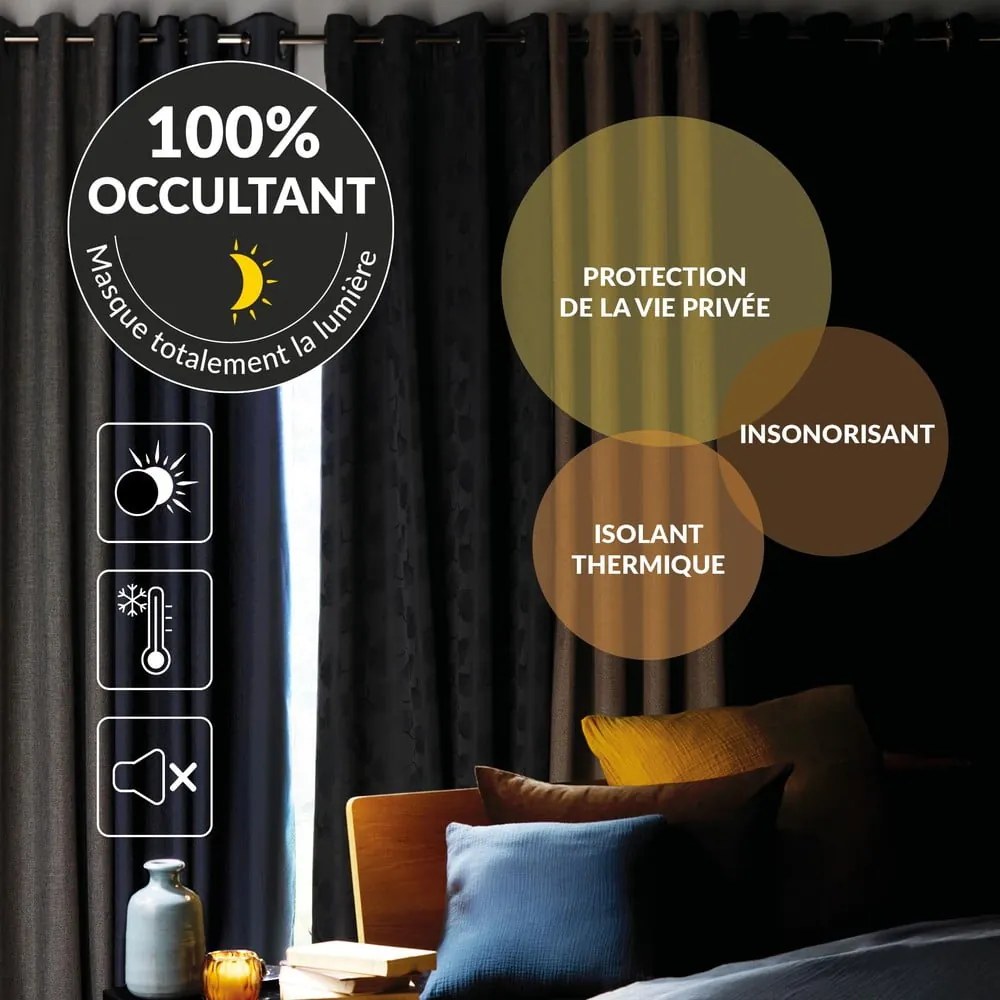 Draperie gri antracit din catifea 140x260 cm Olympe – douceur d'intérieur