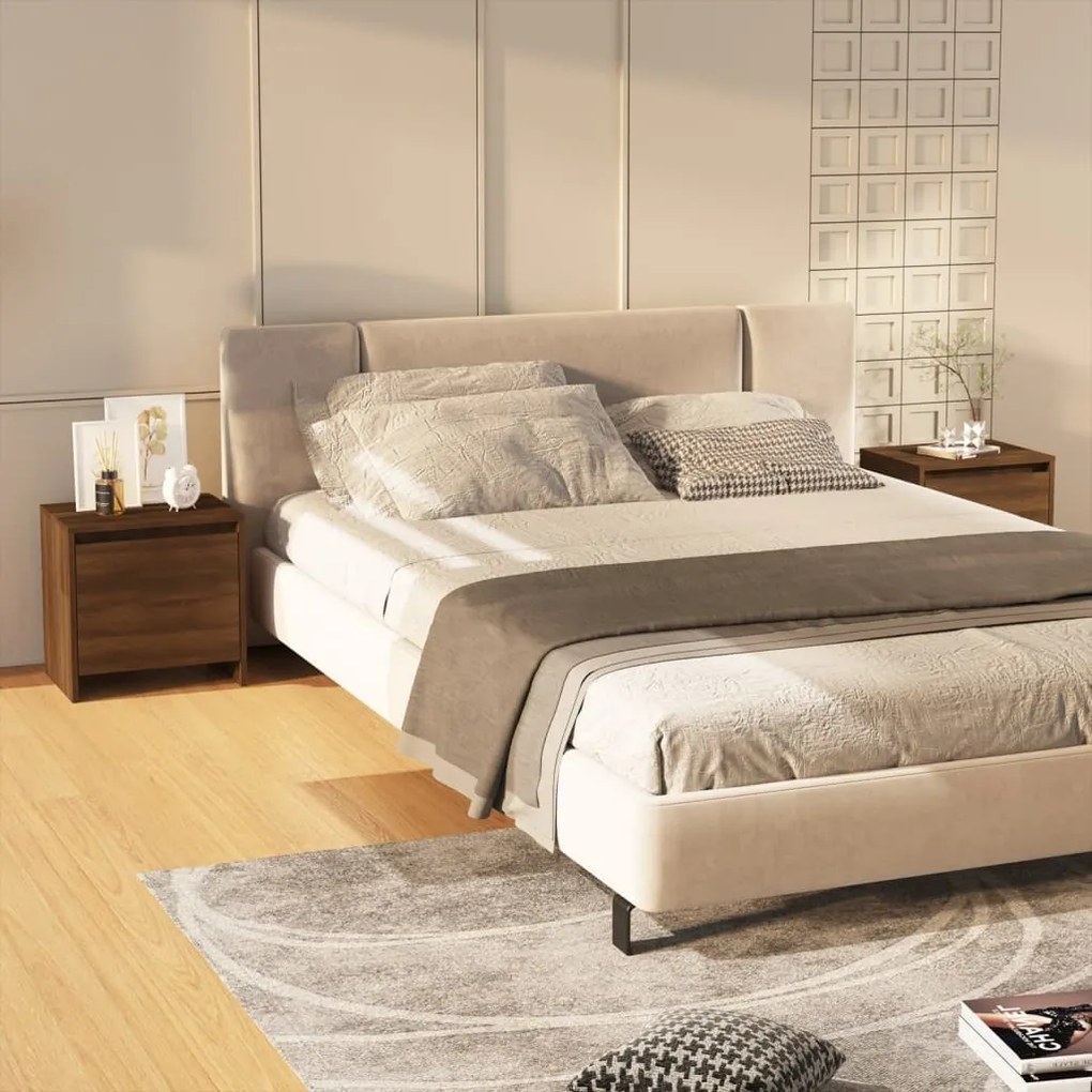 813049 vidaXL Noptiere, 2 buc., stejar maro, 45x34x44,5 cm, PAL