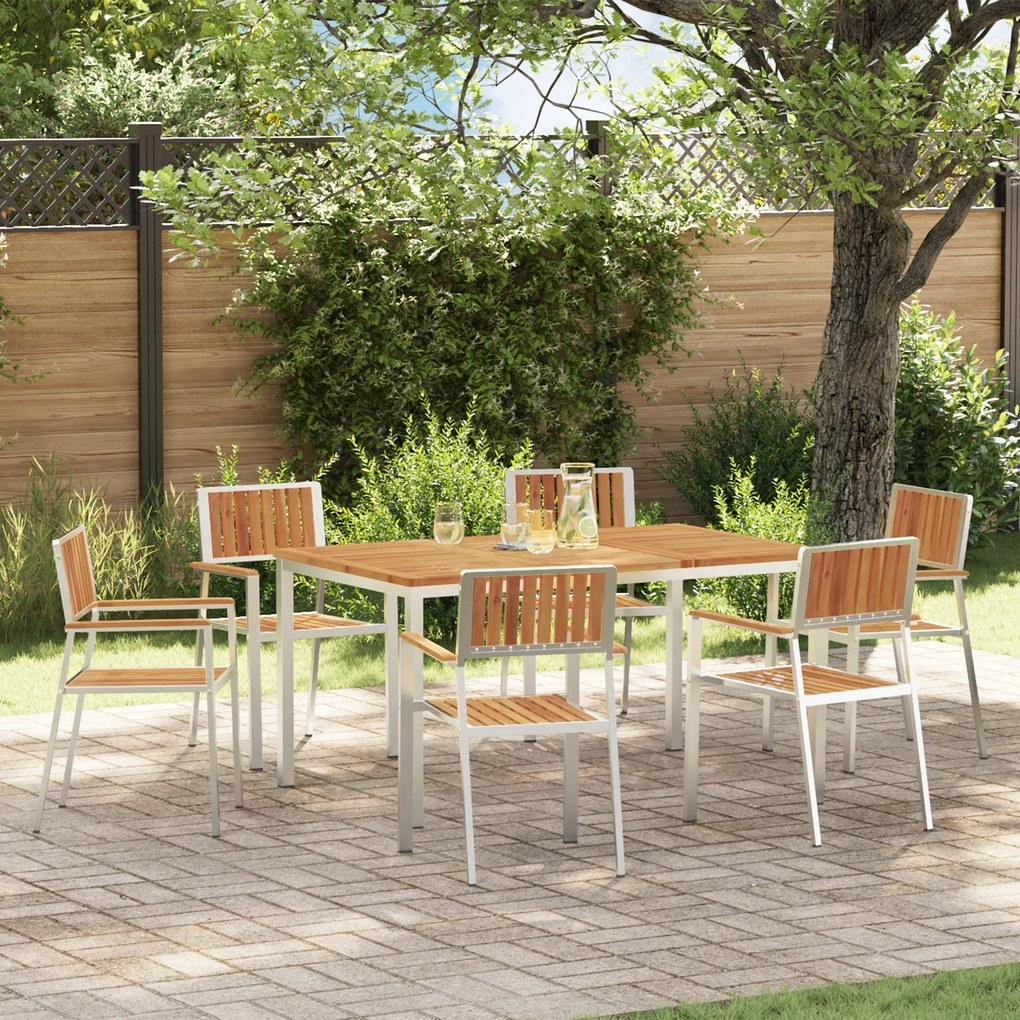 vidaXL Set de masă pentru grădină 7 pcs Maro lemn masiv de acacia