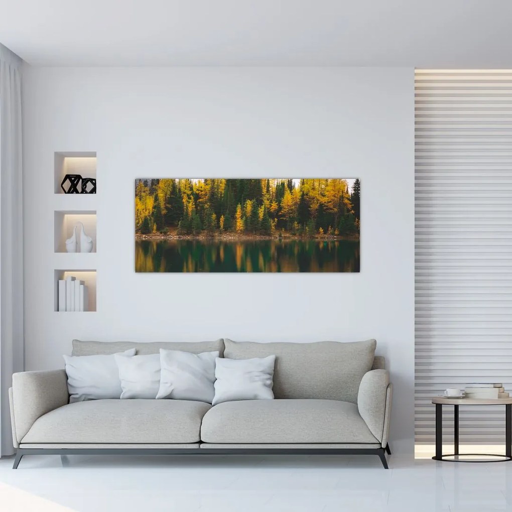 Tablou cu lac de pădure (120x50 cm)