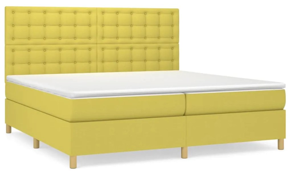 3142688 vidaXL Pat box spring cu saltea, verde, 200x200 cm, textil