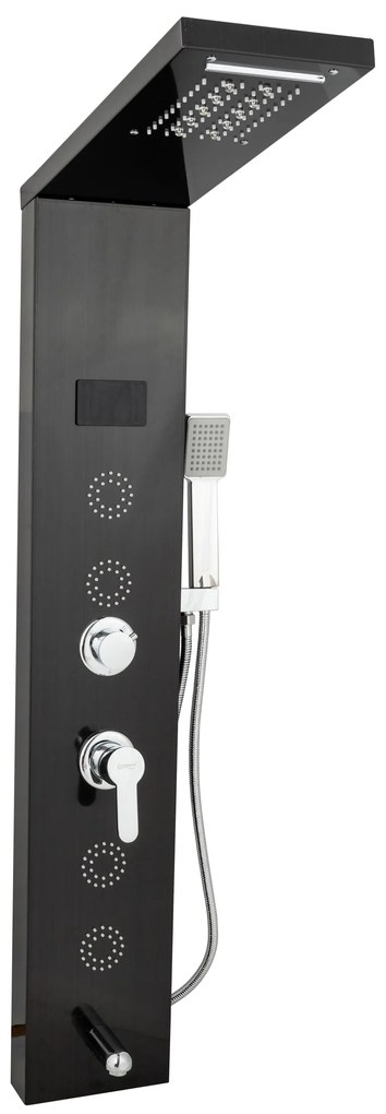 Panou de dus cu hidromasaj TRENDY'S , inox 5 functii digital cu led, black satin