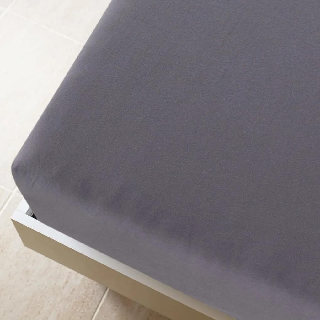 Cearsaf de pat cu elastic, 2 buc., antracit, 90x200 cm, bumbac