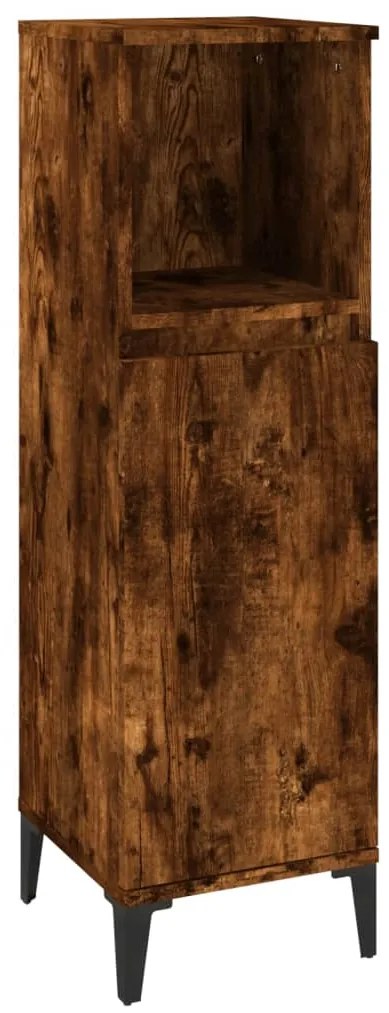 819817 vidaXL Dulap de baie, stejar afumat, 30x30x100 cm, lemn prelucrat