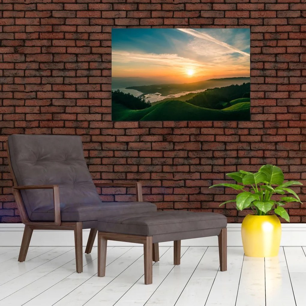 Tablou cu soarele răsărind deasupra mării (90x60 cm)