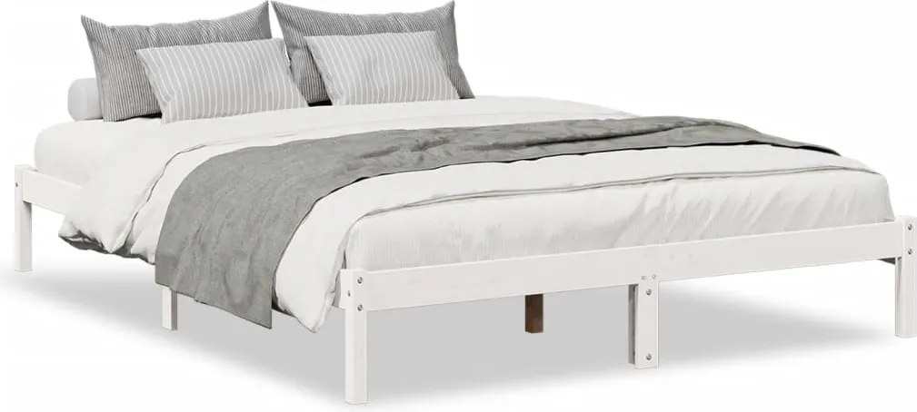 vidaXL Cadru pat foarte lung fără saltea alb 160x210 cm lemn masiv pin