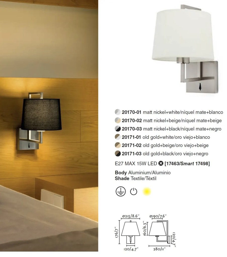 Aplica de perete eleganta design clasic FRAME auriu/negru