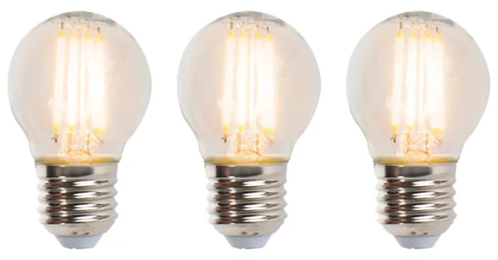 Set de 3 becuri LED cu filament E27 reglabile P45 5W 470lm 2700K