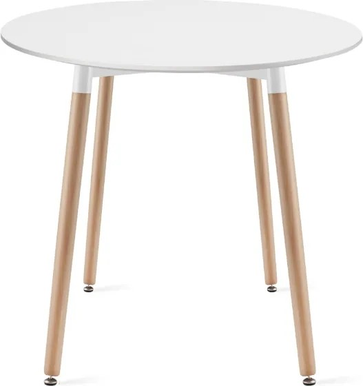 OFERTA Masă de dining rotundă albă KAMI 80x80 cm Calitatea II