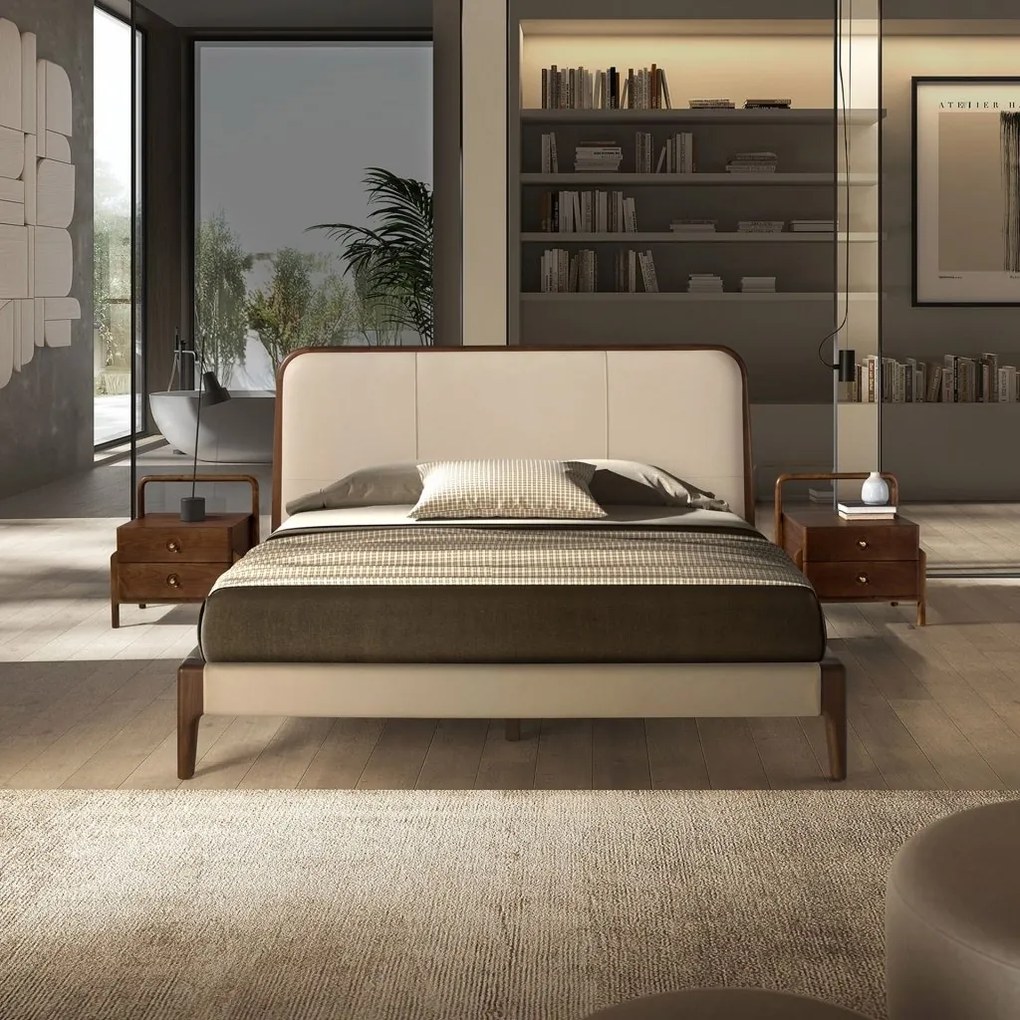 Pat dublu tapitat design LUX Cream 180x200cm