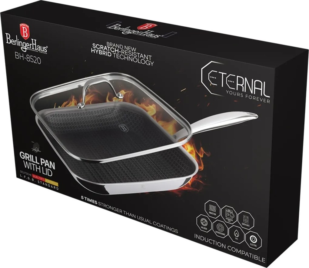 Tigaie grill cu capac 28 cm Eternal Collection Berlinger Haus BH 8520