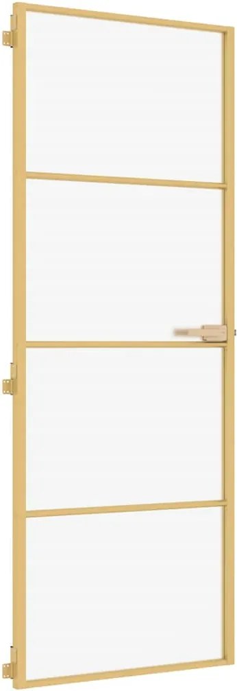 vidaXL Ușă interior Slim auriu 76x201,5 cm sticlă securizată/aluminiu