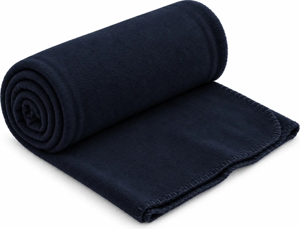 Patura din fleece MELVIRA DUO, albastru inchis Dimensiune: 180 x 200 cm
