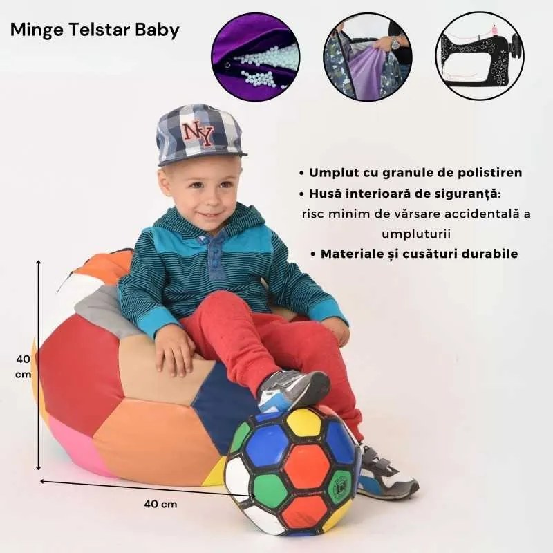 Fotoliu Minge Telstar Baby, Material Piele ecologica - Dark Grey