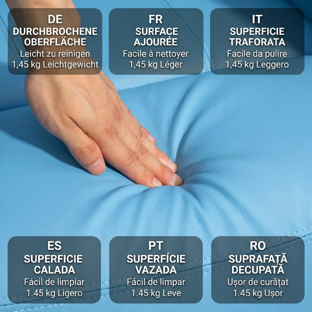 HOMCOM Fotoliu Electric cu Telecomandă, Suport pentru Picioare și 2 Buzunare Laterale, 76x90x105 cm, Albastru Deschis | Aosom Romania