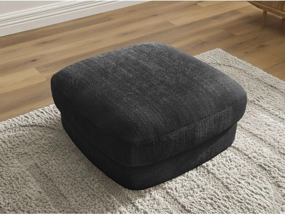 Taburet negru cu tapițerie din chenille Leonore – Bobochic Paris