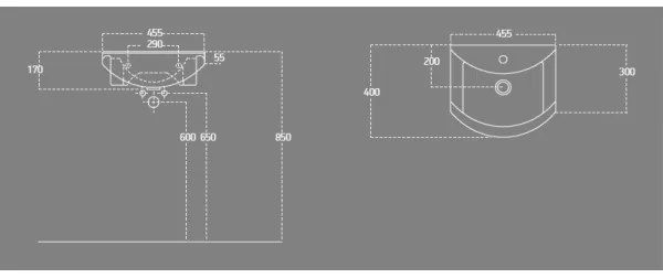 Aqualine - Lavoar încastrat ZERO 45,5 x 40 cm, ceramică, alb