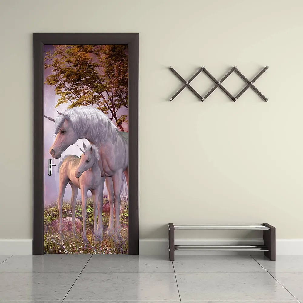 Autocolant decorativ pentru Usa - Unicorn