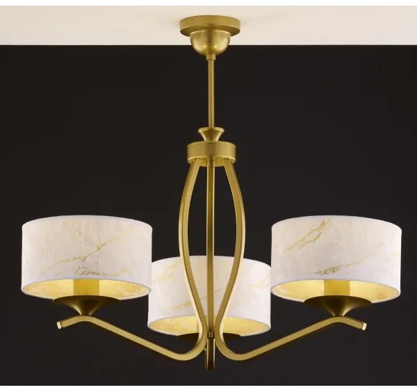 Jupiter 2109 - Lustru pe tijă KASZMIR 3xE27/15W/230V alb/auriu/decor de marmură
