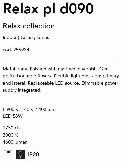 Plafoniera LED moderna design slim RELAX PL D090