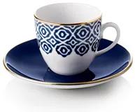 Set pentru servit cafea turcească 4 căni cu farfurioară, culoare albastră "Bleu Blanc" - Selamlique