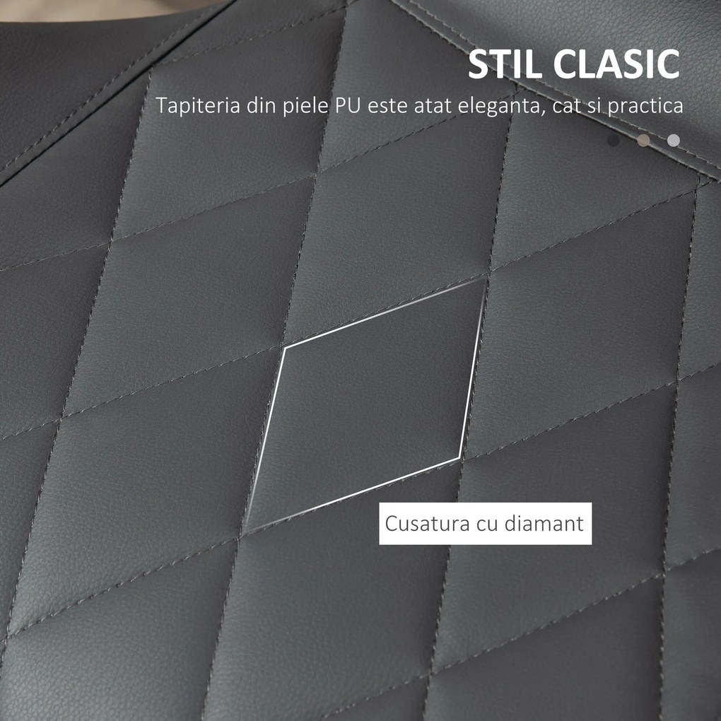 HOMCOM Scaun bar, inaltime reglabila, piele sintetica,Capacitate de sustinere120 kg, gri | Aosom Romania