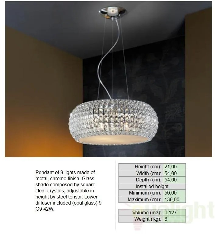 Lustra,Pendul inaltime reglabila, LED Diamond 507514