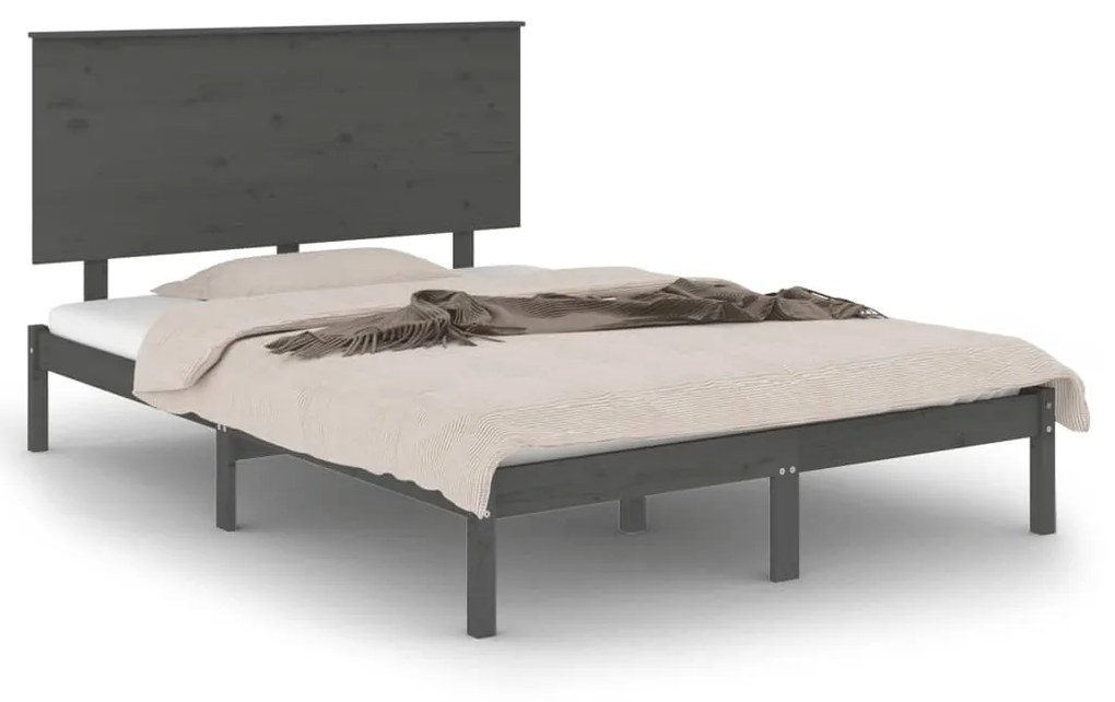 3104800 vidaXL Cadru de pat, gri, 120x200 cm, lemn masiv de pin