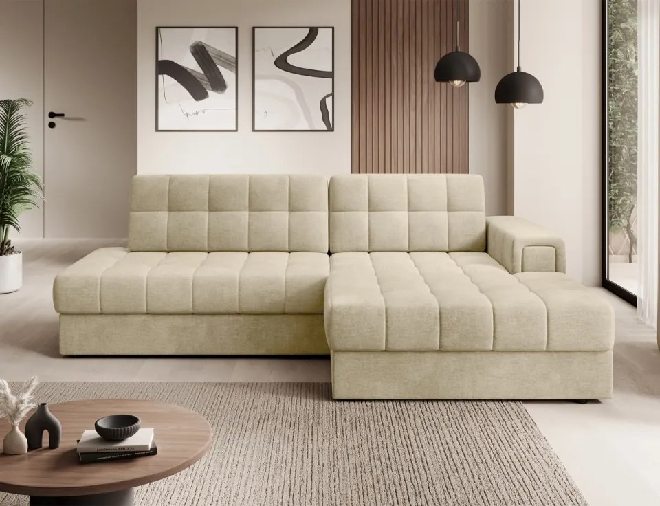 Coltar extensibil cu spatiu oentru depozitare, 240x150x82 cm, Blezalt R, Eltap (Culoare: Bej / Sola 18)