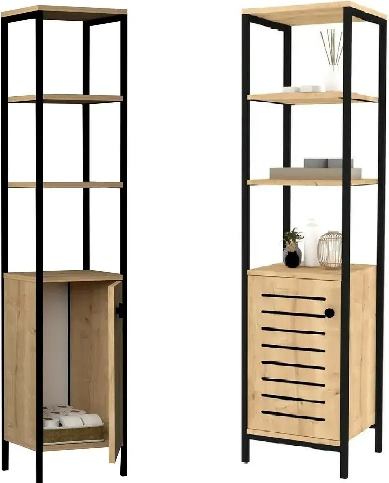 Dulap baie Gala,culoare nuc si negru,162 cm