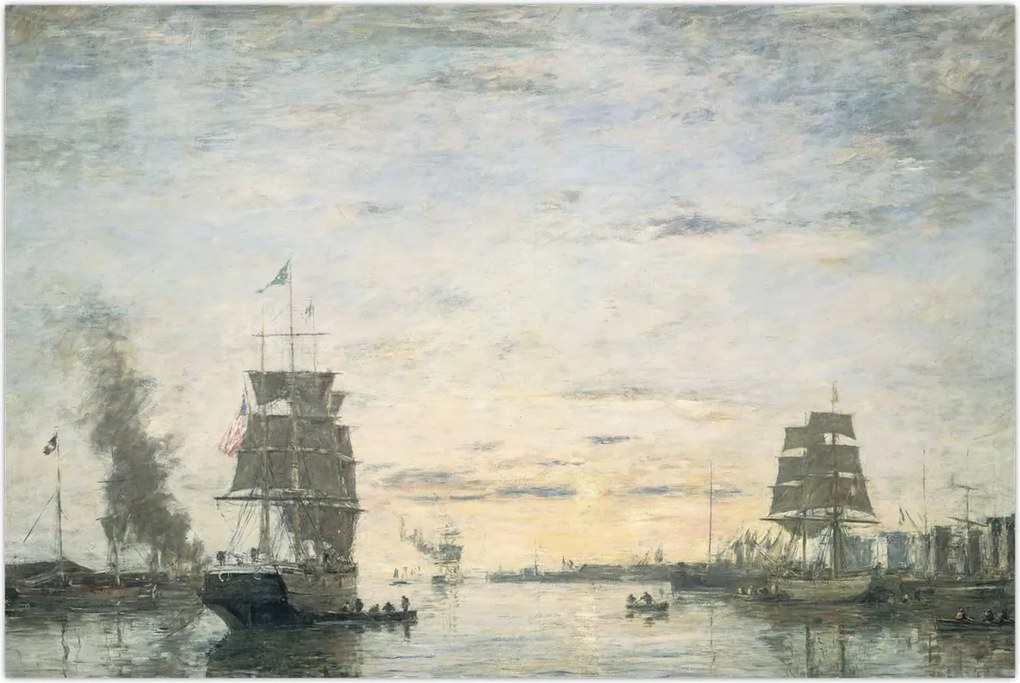 Tablou - Eugène Boudin, Entrance to the Harbor, Le Havre, reproducere (90x60 cm)