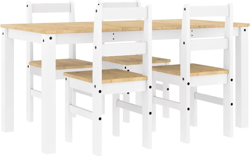 vidaXL Set de sufragerie din 5 piese Panama din lemn masiv de pin alb