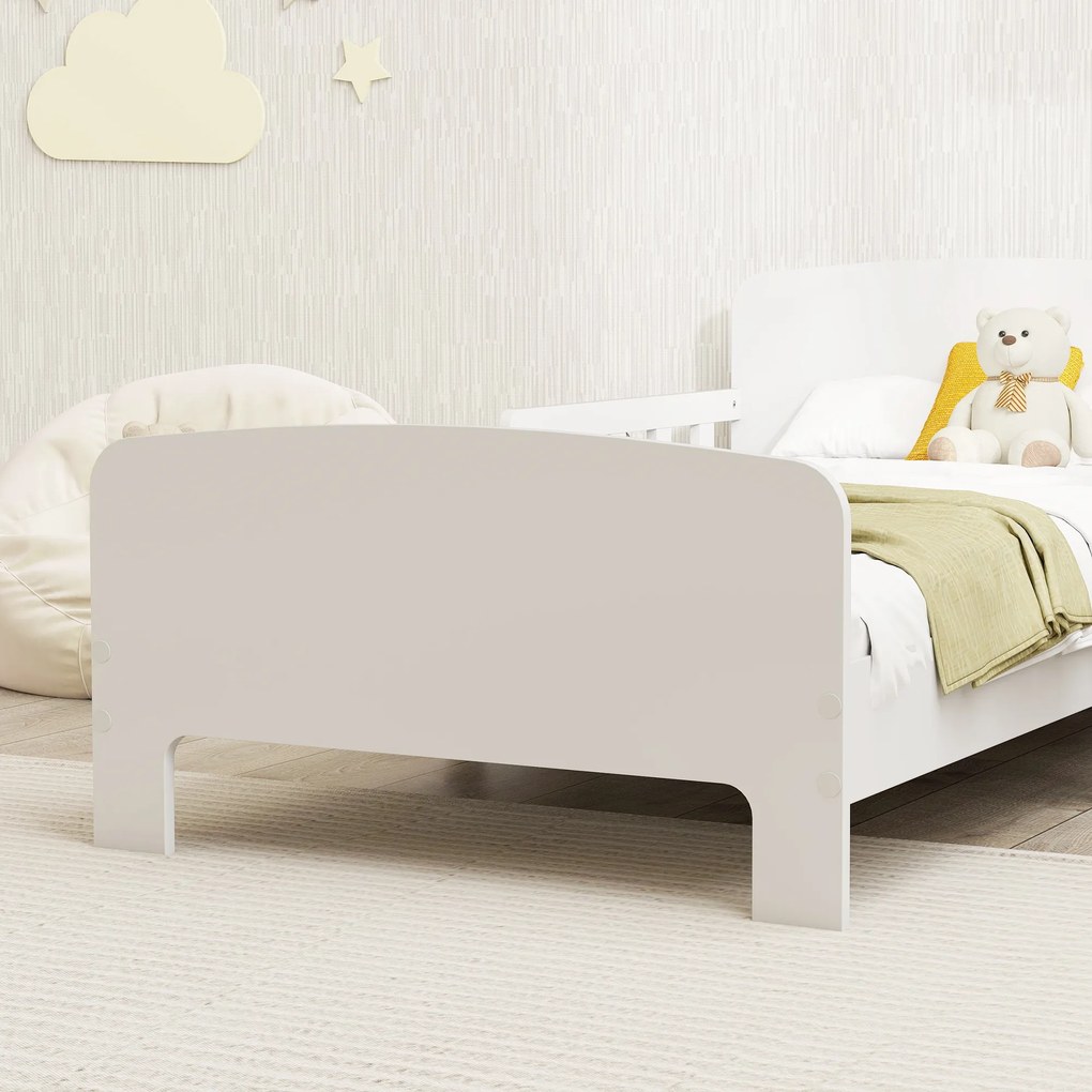 AIYAPLAY Pat Montessori pentru Copii 3-8 Ani din Lemn FSC cu Apărători Laterale și Margini Netede, 143.5x74.2x54 cm, Alb | Aosom Romania