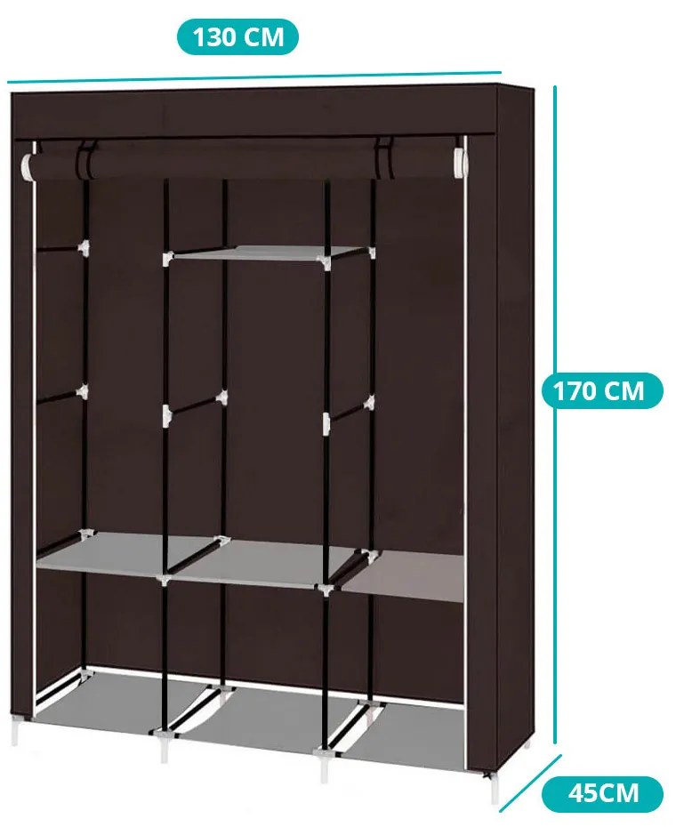 Sifonier mobil, dimensiuni 130x45x170 cm-maro