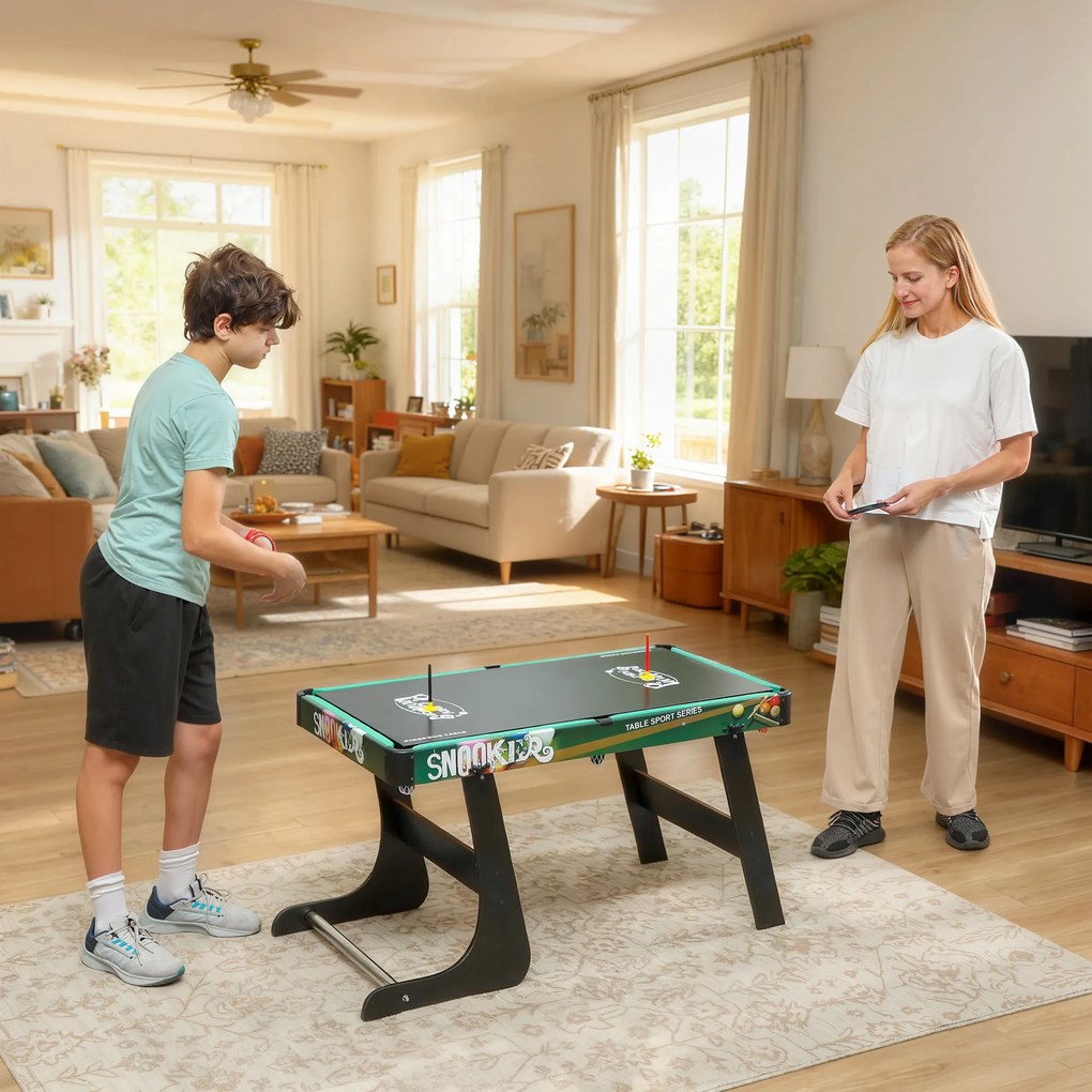 HOMCOM Masă de Jocuri 6 în 1 cu Fotbal de Masă, Biliard, Air Hockey, Tenis de Masă, Hockey pe Iarbă, 118x104x71 cm | Aosom Romania