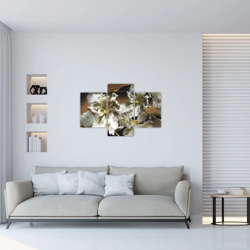 Tablou - Flori de orhidee pe fundal de marmură (90x60 cm)