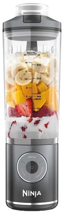 Blender portabil Ninja Blast Max BC251EUGY, 14.4W, 11.1V, 570 ml, 19000 rpm, Zdrobire gheata, Pana la 25 de cicluri, Fara BPA, Gri