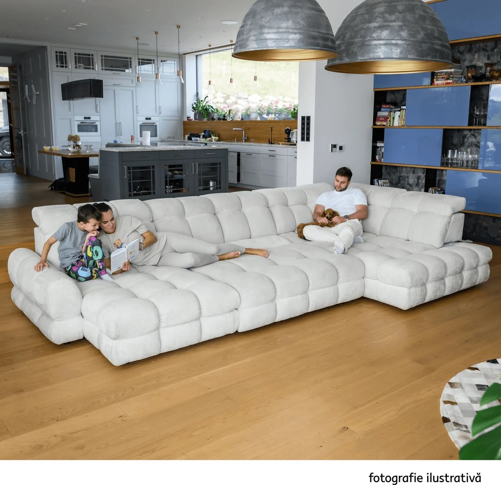 Set canapea extensibilă cu funcţie de extensie electrică, crem, pe stânga, TOLLO L ROH