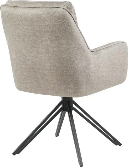 Set de 2 scaune pivotante, metal negru, catifea taupe, PROMETHEUS