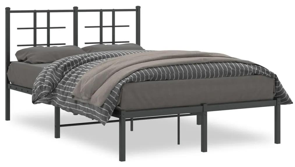 355558 vidaXL Cadru de pat metalic cu tăblie, negru, 120x190 cm