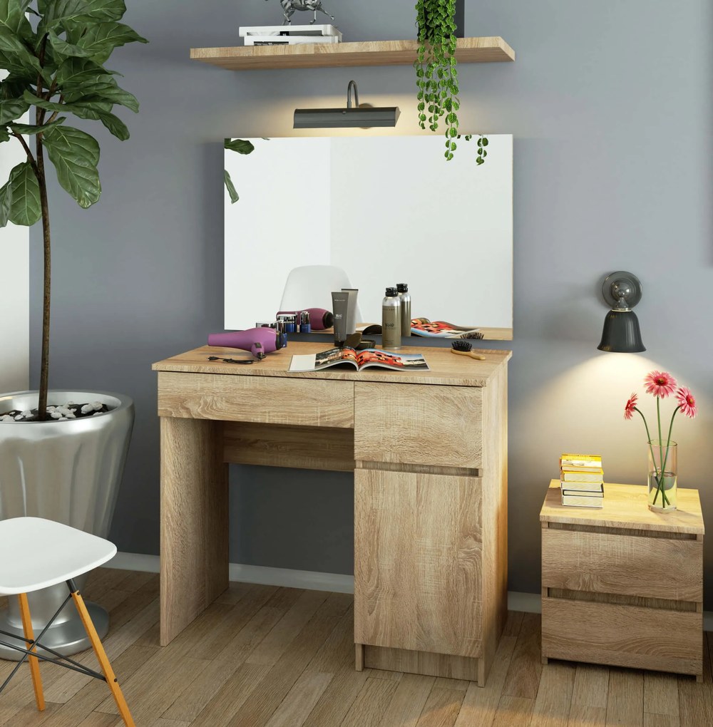Masă de toaletă Parijat (Stejar sonoma) (cu oglindă) (D). Promo -38%. 1070898