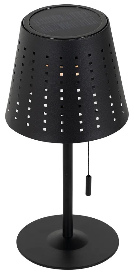 Lampă de masă de exterior neagră incluzând LED cu 3 trepte de luminozitate, reîncărcabilă și solară - Ferre