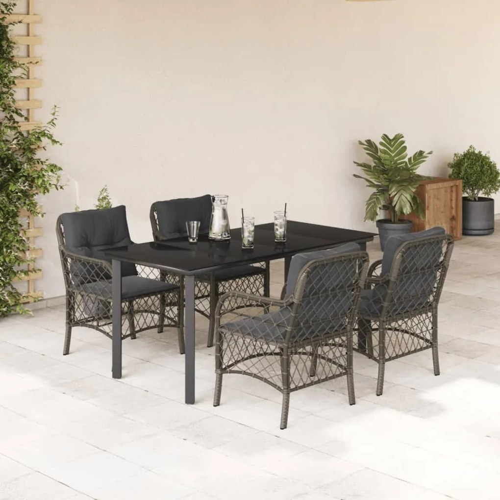 vidaXL Set mobilier de grădină cu perne, 5 piese, gri, poliratan